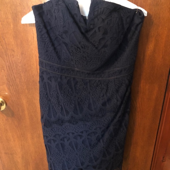Corazon Navy Blue Lace Strapless Bodycon Dress - Picture 5 of 5